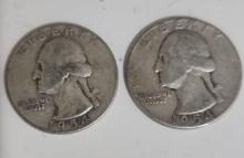 2 PIECES OF 1954 WASHINGTON QUARTER DOLLAR COIN