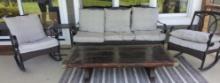Patio Furniture Set, includes sofa, 2 chairs and side table. Coffee table in photos is NOT included