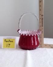 Fenton Plated Amberina Basket HTF One Year Only Ruffles Art Glass Crimped