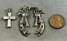 Sterling stamped pendant and pair of Earrings