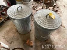 (2) galvanized trash cans, stocked w/ ear corn