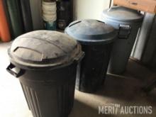 (3) trash cans