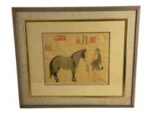 ANTIQUE CHINESE WATERCOLOR PAINTING ART FRAMED IMPORTANT