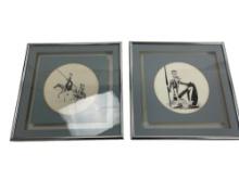 Vintage Signed Etchings in Frame