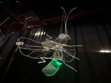 LARGE FIREFLY DÉCOR - REBAR/MESH METAL - WHITE - WITH GREEN LIGHT