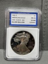 1oz 1990 S Silver Eagle PR-70 grade .999 fine