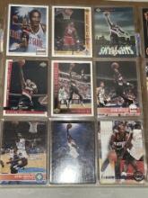 18 NBA Cards in pages - Ewing, Drexler