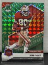 Jerry Rice 2021 Panini Mosaic Super Bowl MVP's Green Mosaic Prizm #295