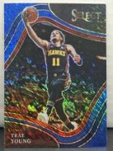 Trae Young 2021-22 Panini Select Courtside Level Blue Shimmer Prizm #215