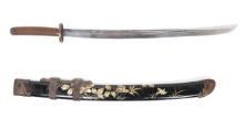 Vintage Chinese Dao Sword w/ Lacquer Scabbard