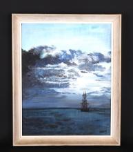 Signed Seascape & Boat Painting