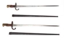 (2) French Marked Gras Rifle Bayonets w/ Scabbard