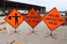 (3) DOT Road Constuction Signs