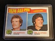 1975 Topps Ted Hendricks / Phil Villapiano AP #217 Packers / Oakland Raiders