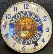 Monarch Fine Foods Lighted 1940s Advertising General Store Clock