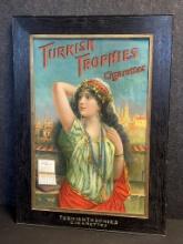 Incredible Early 1900s Turkish Trophies Cigarettes Original Advertising Framed Middle Eastern Woman