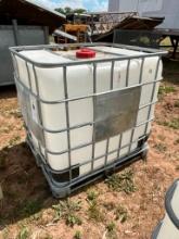 350 GALLON POLY TOTE IN METAL BASKET...