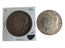 Lot of 2 Morgan Silver Dollars - 1921 & 1921-S