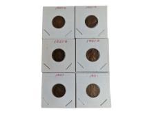 Lot of 6 Lincoln Wheat Pennies - 1950-1951 Various Mints