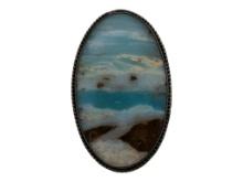 Sterling Silver Ocean Picture Stone Pendant