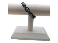 Sterling Silver Blue Stone Bracelet - Stamped Mexico