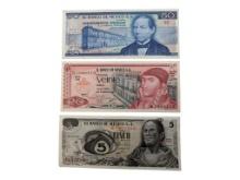 Lot of 3 Mexico Banknotes