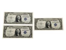 Lot of 3 - 1935C $1 Silver Certificates - Blue Seal