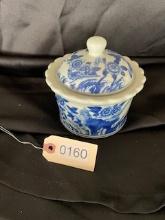 Blue/White Asian Pottery Bowl with  Lid