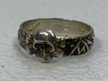 GERMAN SILVER SS SCULL RING DEAT'S HEAD SS TOTENKOPFRING