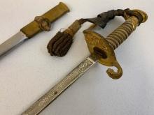 ANTIQUE US M 1852 NAMED NAVY OFFICER DRESS SWORD