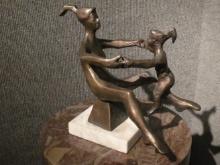 Unsigned Playtime Bronze Statue on Marble