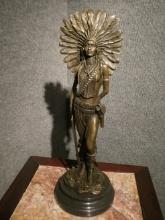 Unsigned Female Indian Warrior Bronze Statue