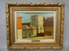Richard E Bishop Study of a Church Oil Painting Listed Artist