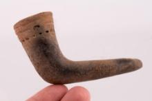 A Well Made (3-1/8" L x 2-1/8" W) Late Prehistoric Fired Clay Pipe
