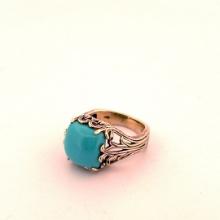 Vermeil Ring Natural Blue Stone 925