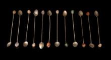 Set of 12 Vintage H. Stern Metal and Stone Demitasse Spoons