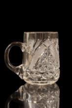Cut Glass Beer Mug with Etched Monogram