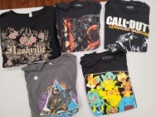 Mixed lot fo kids graphic Tees: Pokemon, Call of Duty, Spider-man, Guardians, Nashville apparel