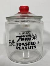 Vintage Toms Toasted Peanuts Jar and Lid Black Lettering