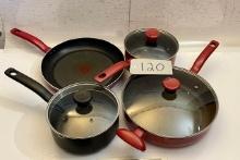 Lot of 4 T-Fal Cookware Pots and Pans for Stove Top, Preowned