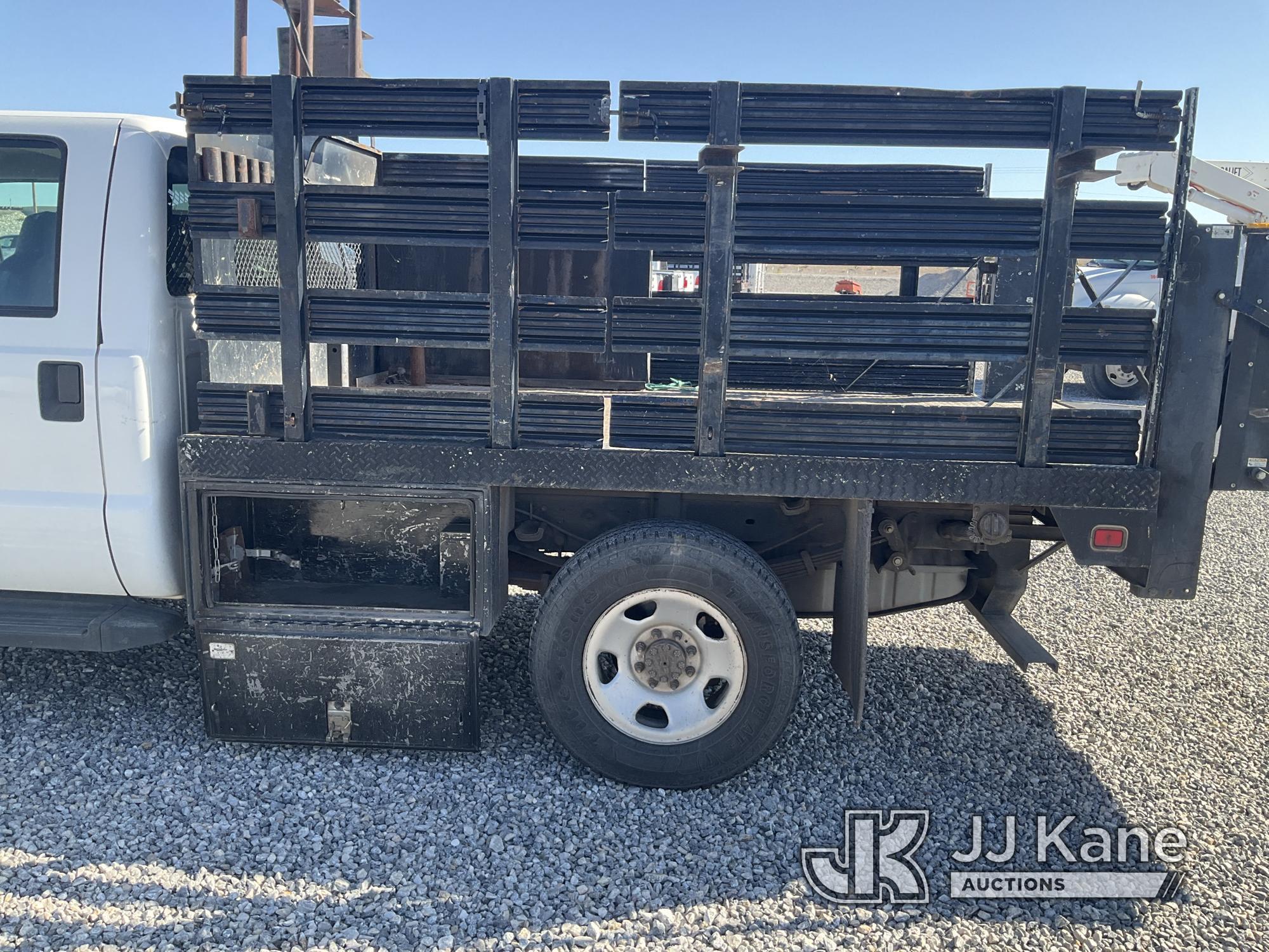 (Las Vegas, NV) 2008 Ford F-350 Stake Bed Interior Damage, With Liftgate, 9ft Bed, Taxable Runs & Mo