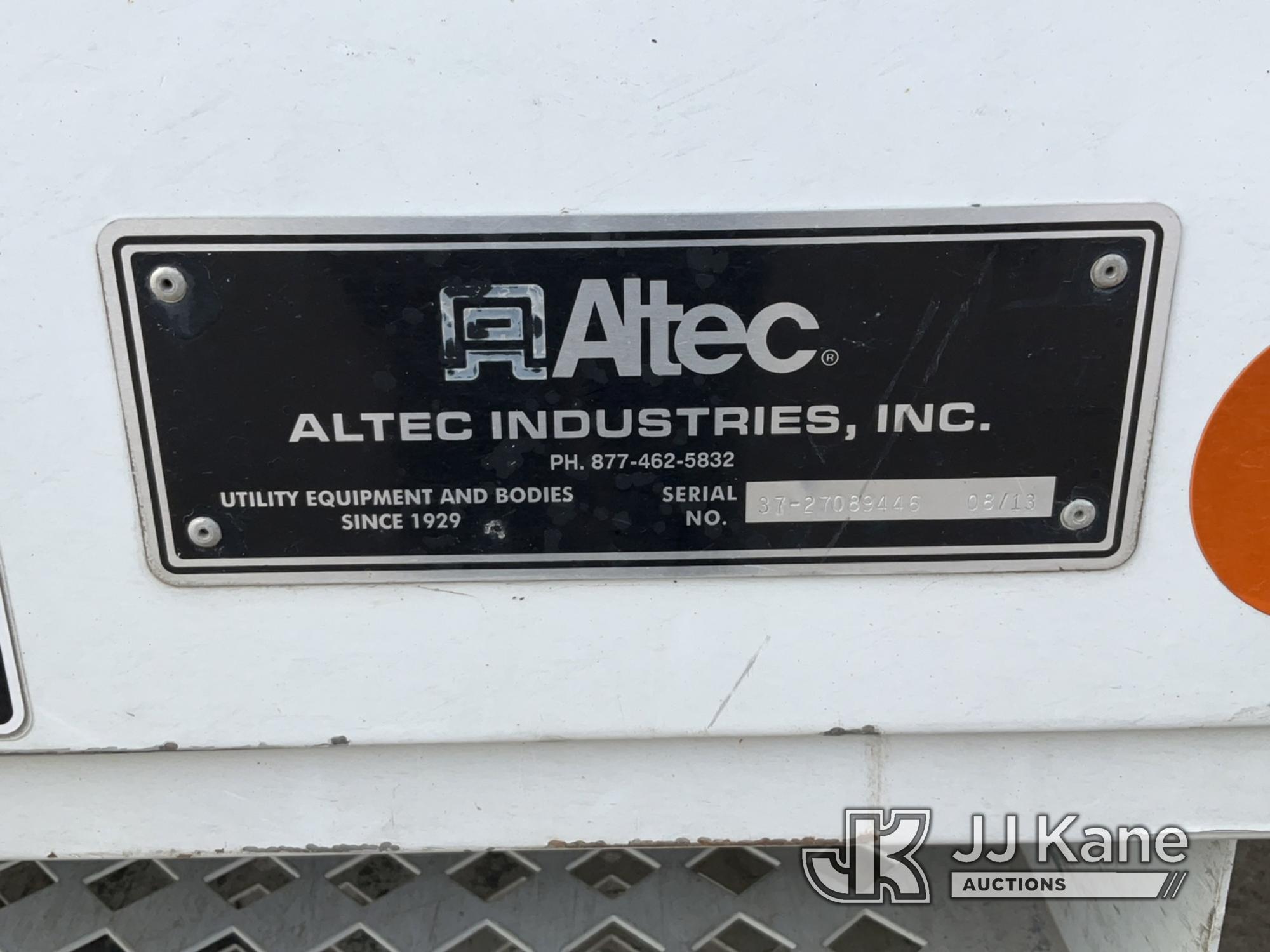 (Des Moines, IA) Altec AM55E, Over-Center Material Handling Bucket Truck rear mounted on 2014 Freigh