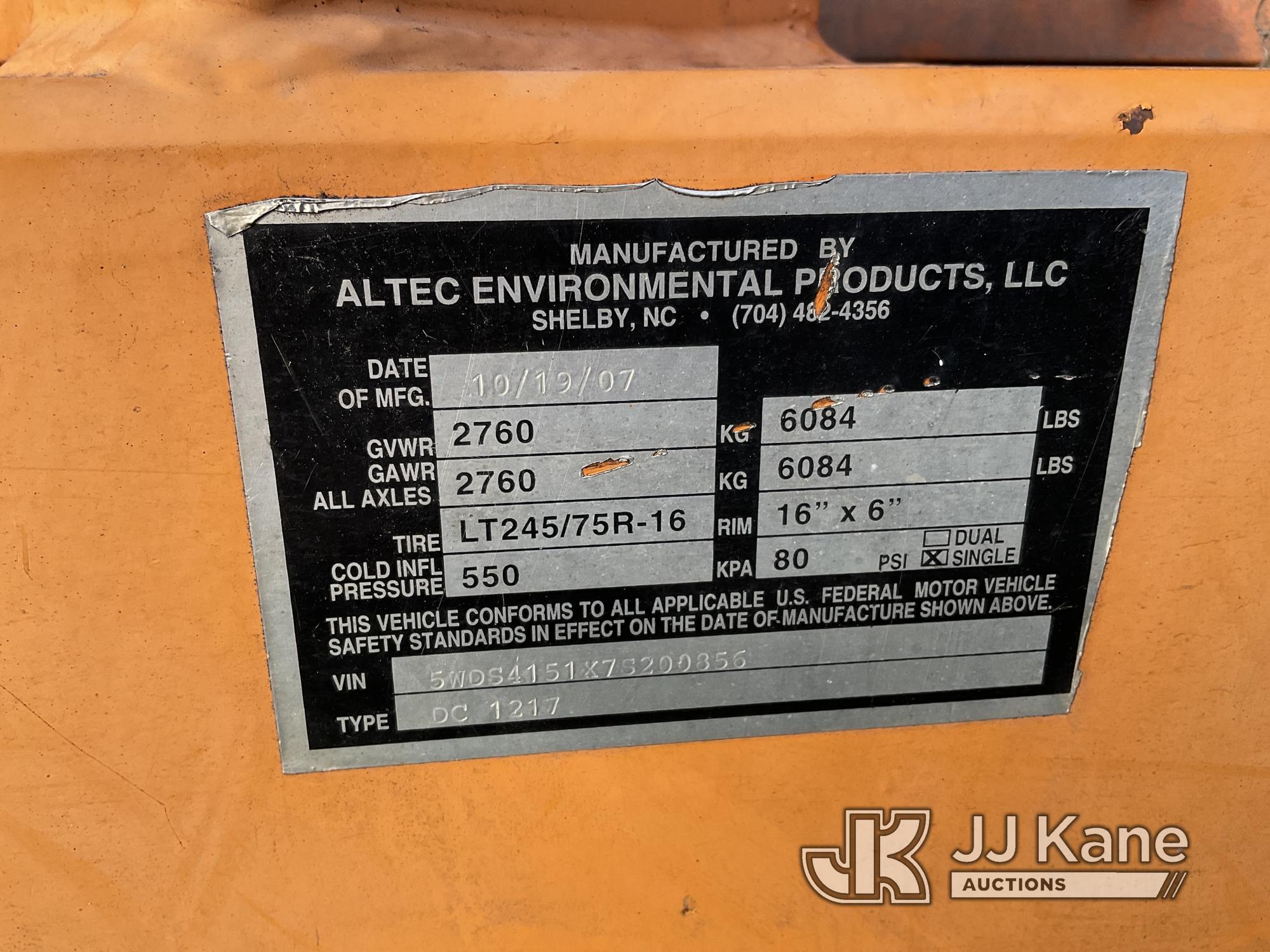 (San Antonio, TX) 2007 Altec Environmental Products DC1217 Chipper (12in Disc), trailer mtd No Title