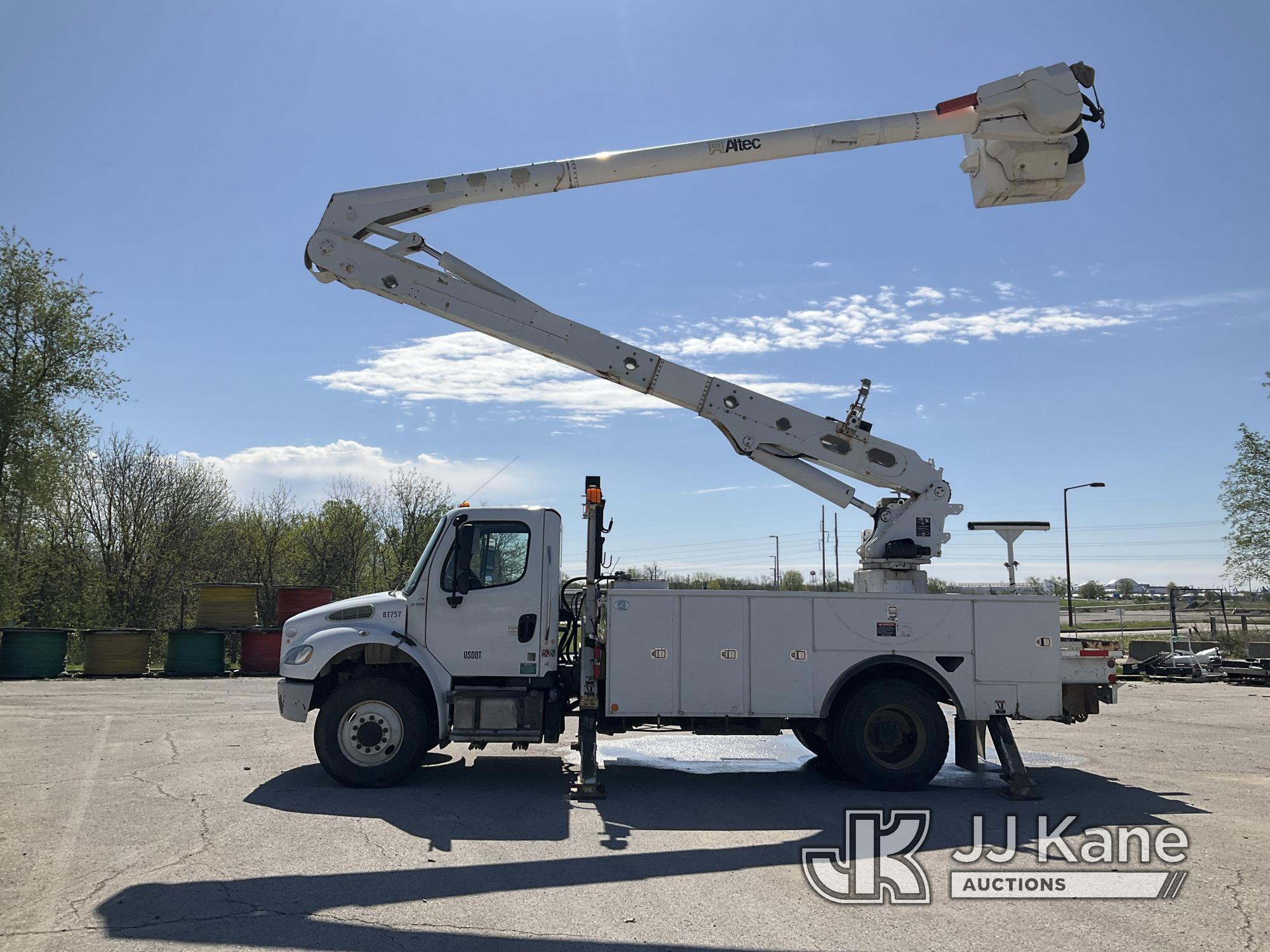 (Kansas City, MO) Altec AA55-MH, Material Handling Bucket Truck rear mounted on 2014 Freightliner M2