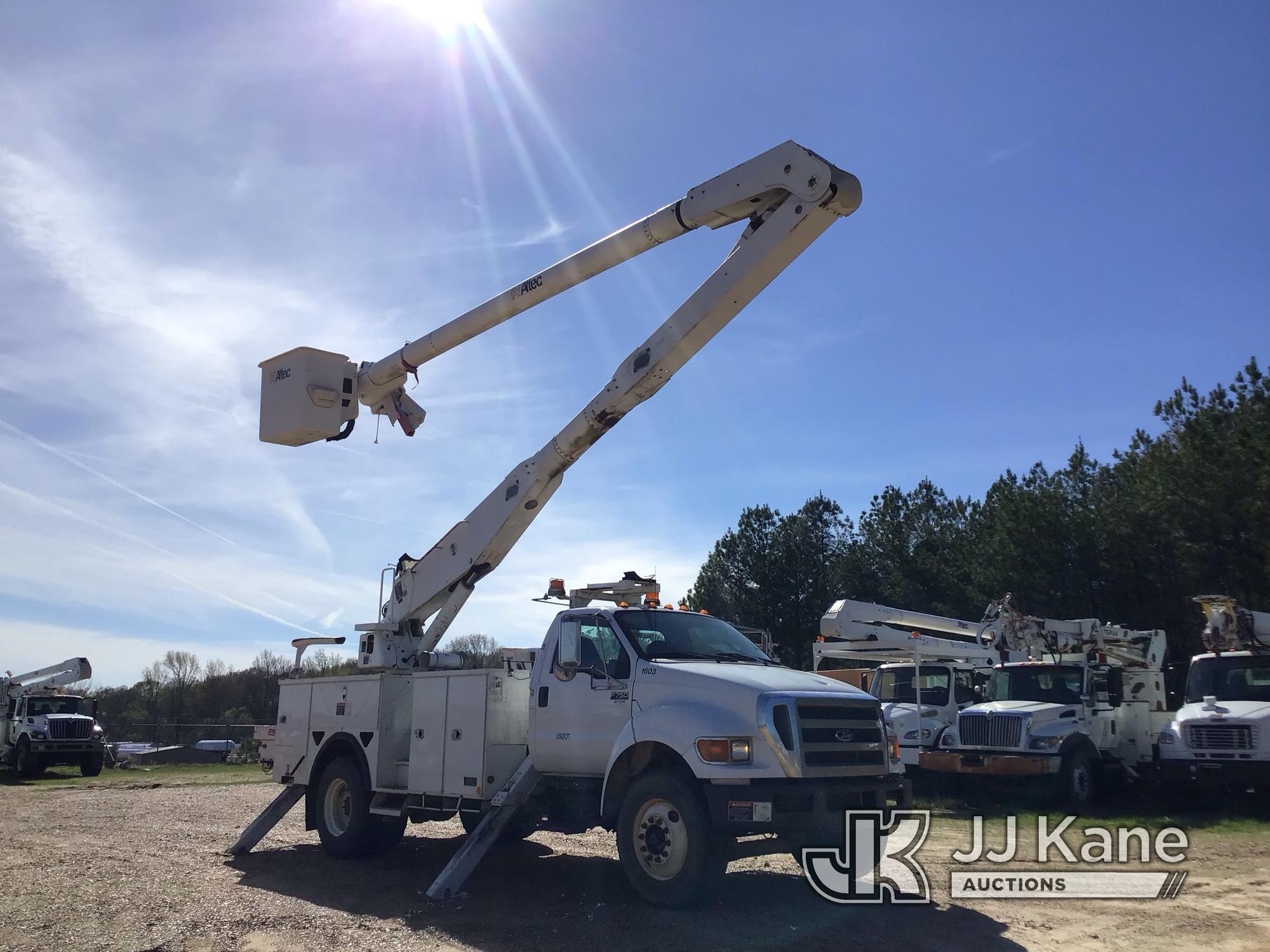 (Byram, MS) Altec AA755-MH, Material Handling Bucket Truck rear mounted on 2011 Ford F750 Utility Tr