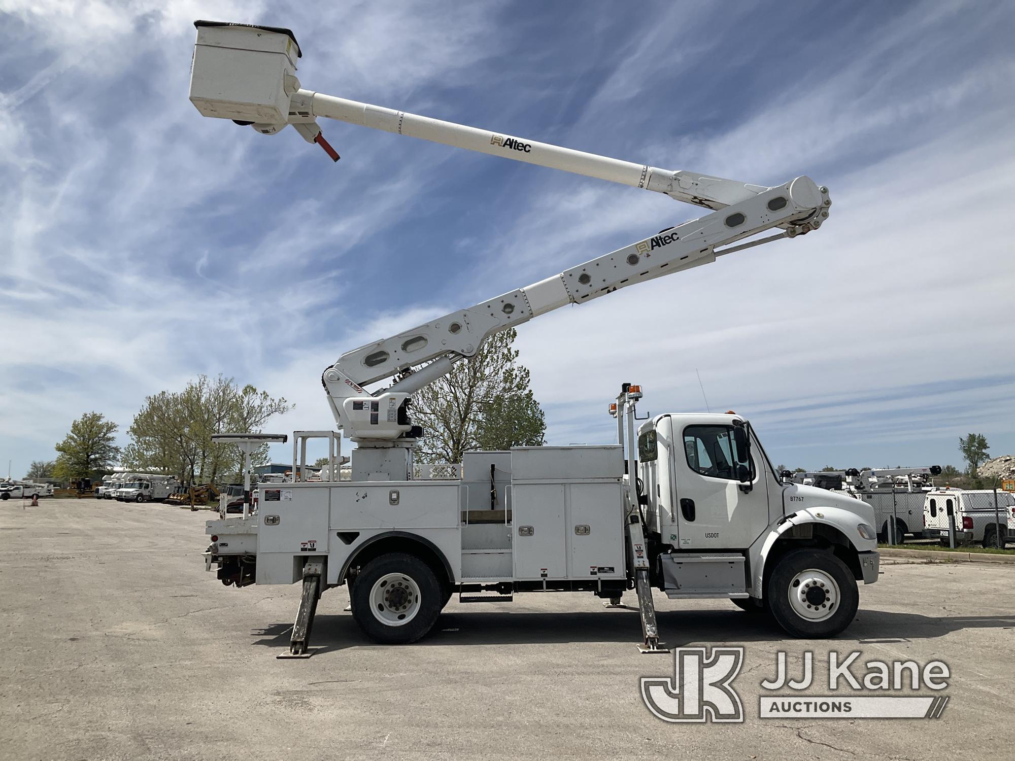 (Kansas City, MO) Altec AA55-MH, Over-Center Material Handling Bucket Truck rear mounted on 2014 Fre