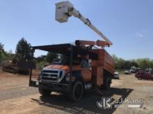 Altec LR756, Over-Center Bucket Truck mounted behind cab on 2013 Ford F750 Chipper Dump Truck Runs, 