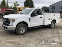 2020 Ford F250 Service Truck Runs & Moves) (Body Damage, Missing Passenger Side Door Handle, Hood Cy