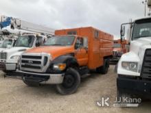 (Waxahachie, TX) 2015 Ford F650 Chipper Dump Truck Not Running, Conditions Unknown, No Batteries) (S