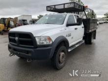 2017 RAM 5500 4x4 Crew-Cab Flatbed/Service Truck Runs & Moves) (Check Engine Light On, Front Differe